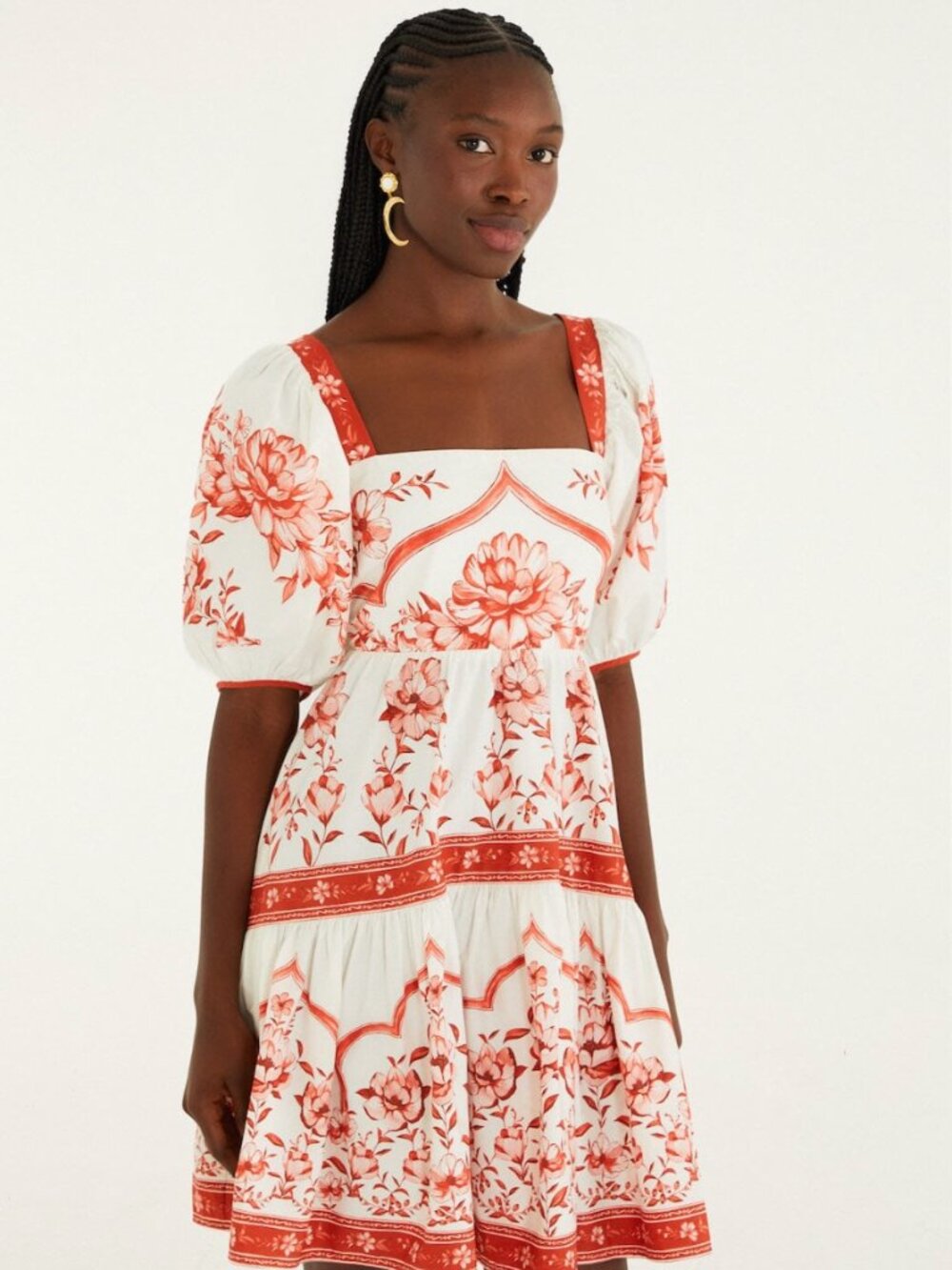 NWT FARM Rio Red Porcelain Garden Mini Dress